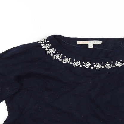 He Loves Me Womens Blue   Pullover Jumper Size 14  - Studded collar