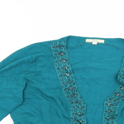 Klass Womens Green   Cardigan Jumper Size M  - studded on collar