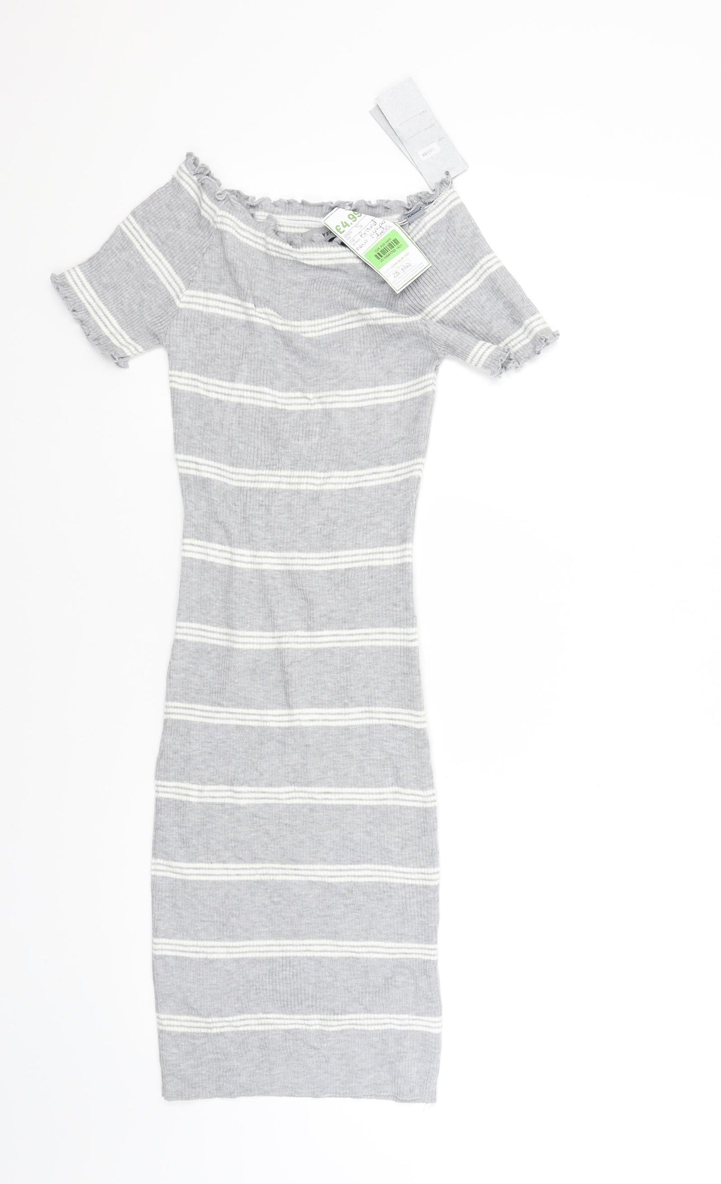 voyelles Womens Grey Striped  Jumper Dress  Size S
