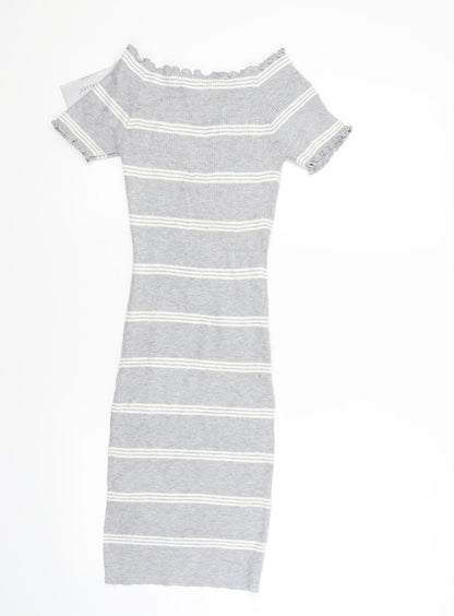 voyelles Womens Grey Striped  Jumper Dress  Size S