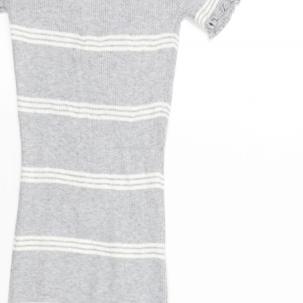 voyelles Womens Grey Striped  Jumper Dress  Size S