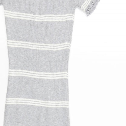voyelles Womens Grey Striped  Jumper Dress  Size S