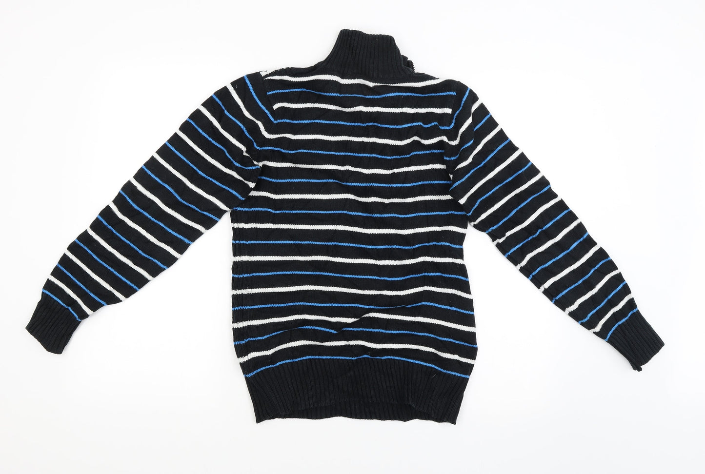 digginchd Mens Black Striped  Cardigan Jumper Size S