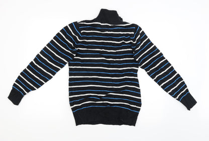 digginchd Mens Black Striped  Cardigan Jumper Size S