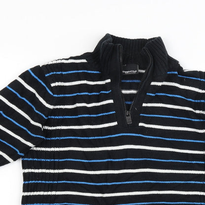 digginchd Mens Black Striped  Cardigan Jumper Size S