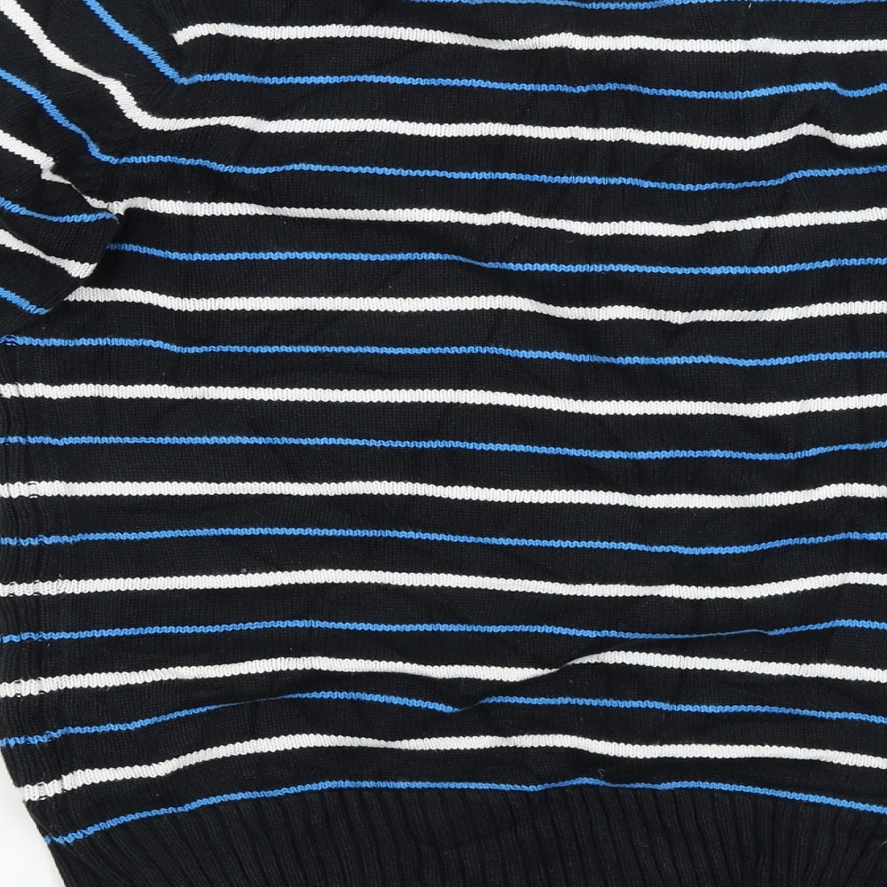 digginchd Mens Black Striped  Cardigan Jumper Size S
