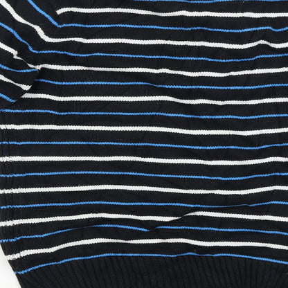 digginchd Mens Black Striped  Cardigan Jumper Size S
