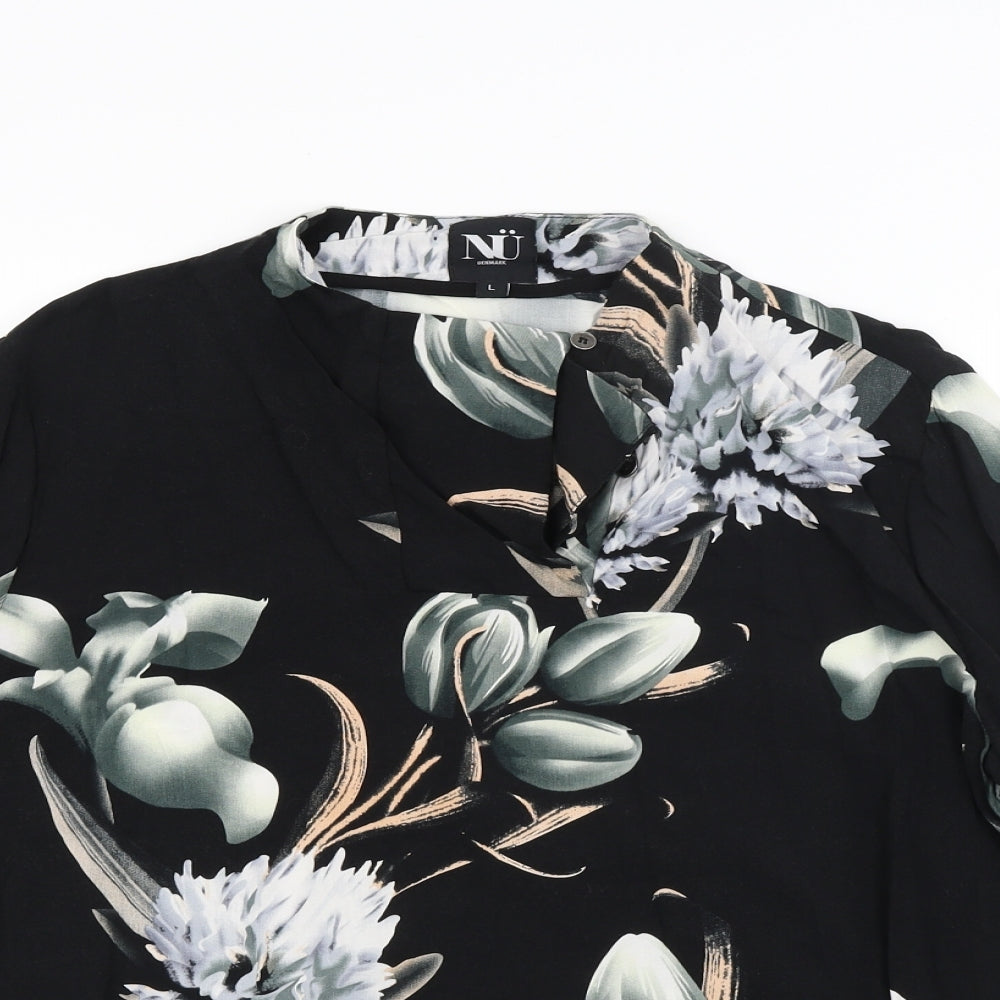 NU Womens Gold Floral  Basic Blouse Size L