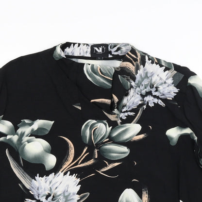 NU Womens Gold Floral  Basic Blouse Size L