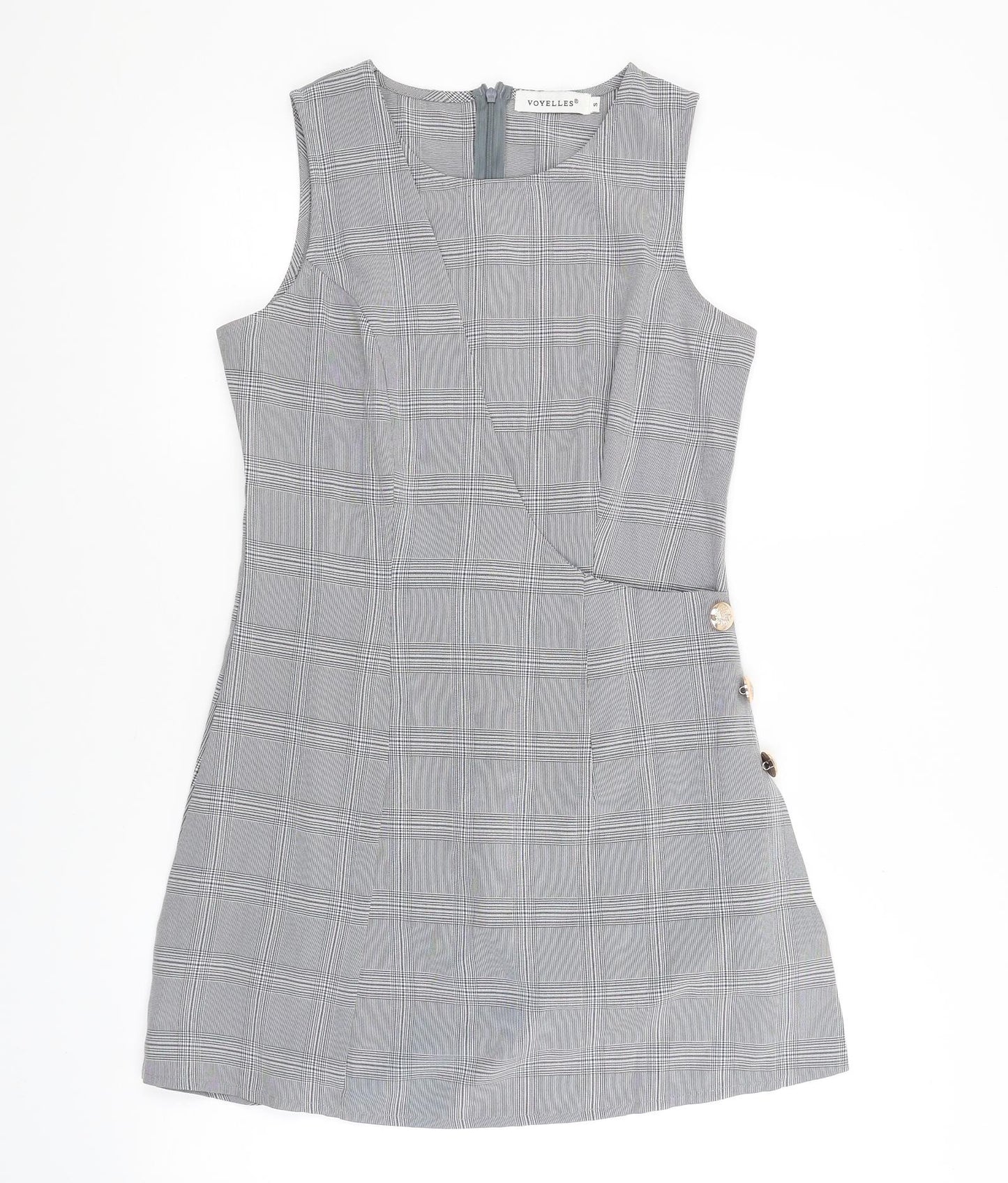 voyelles Womens Grey Check  A-Line  Size S