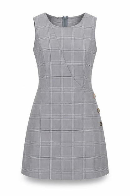 voyelles Womens Grey Check  A-Line  Size S