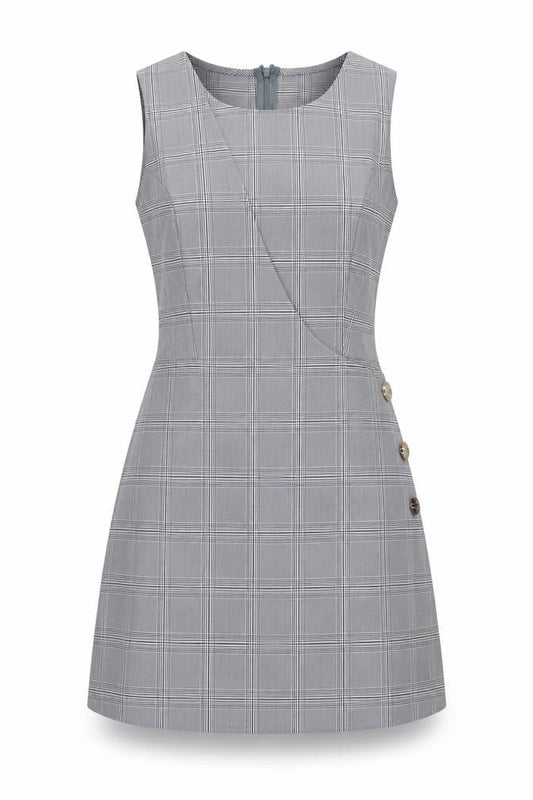 voyelles Womens Grey Check  A-Line  Size S