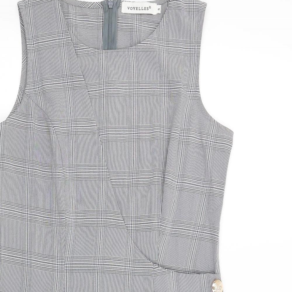 voyelles Womens Grey Check  A-Line  Size S