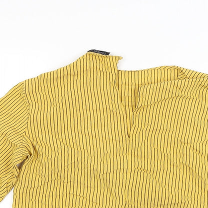 Topshop Womens Gold Striped  Basic Blouse Size 10