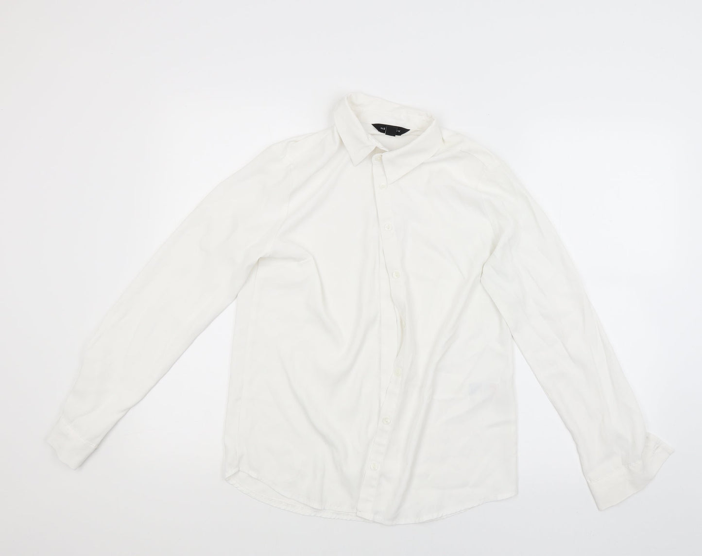 Womens UK Size 8 New Look White Basic Button-Up