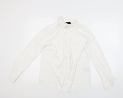Womens UK Size 8 New Look White Basic Button-Up
