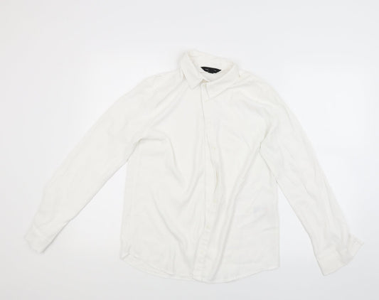 Womens UK Size 8 New Look White Basic Button-Up