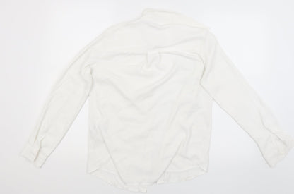 Womens UK Size 8 New Look White Basic Button-Up
