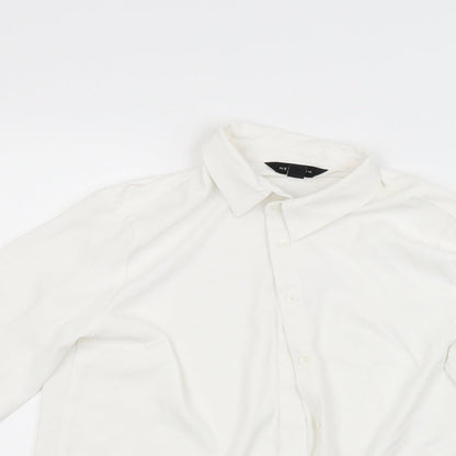 Womens UK Size 8 New Look White Basic Button-Up