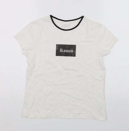 F&F Boys White   Basic T-Shirt Size 11-12 Years  - Romeo