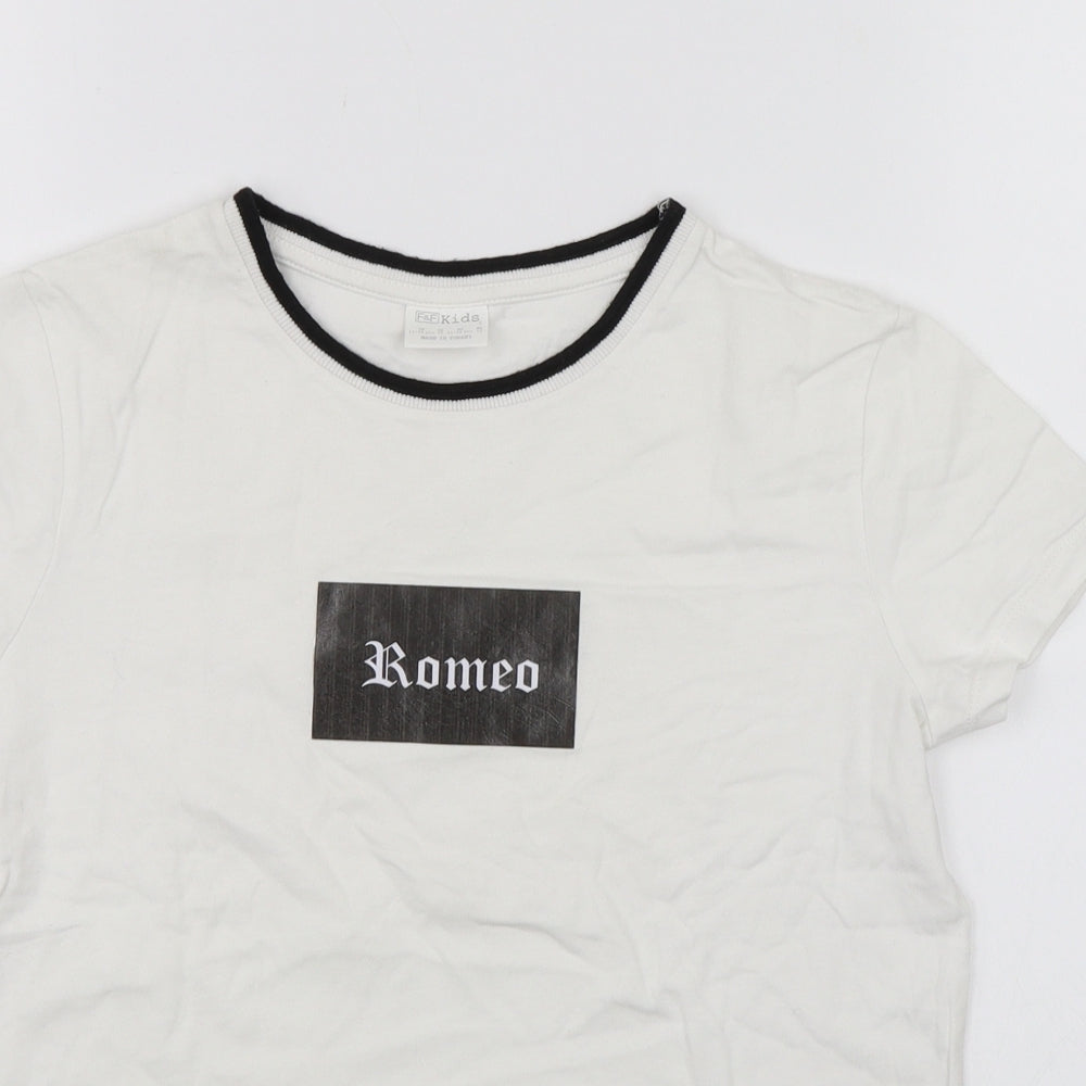 F&F Boys White   Basic T-Shirt Size 11-12 Years  - Romeo