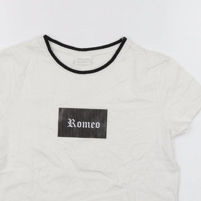 F&F Boys White   Basic T-Shirt Size 11-12 Years  - Romeo