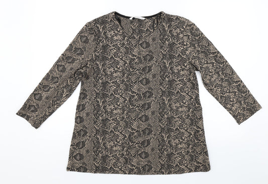 TU Womens Brown Animal Print  Jersey Blouse Size 8