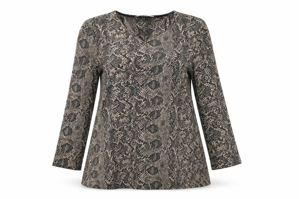 Tu Womens Brown Animal Print  Jersey Blouse Size 8