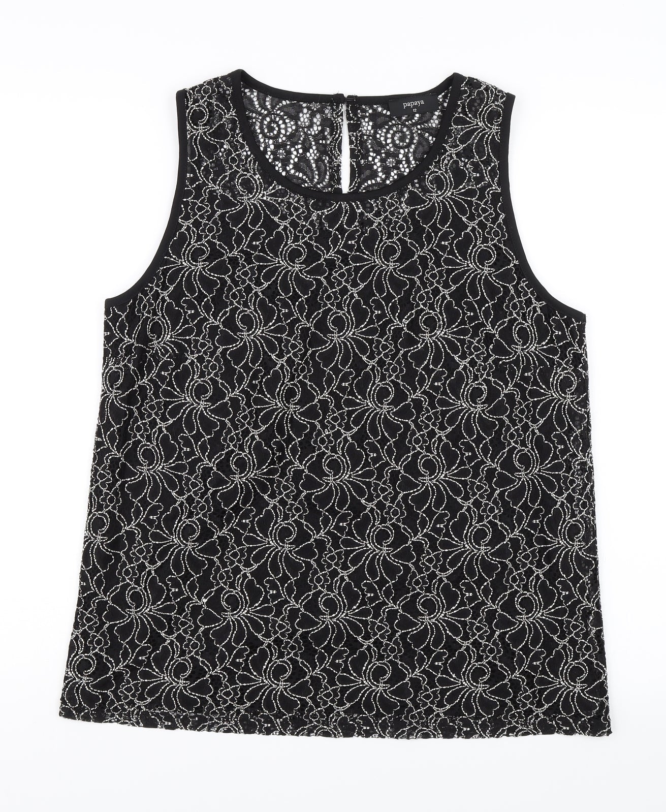 Papaya Womens Black Floral  Basic Blouse Size 12