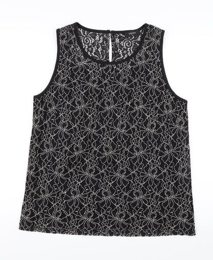 Papaya Womens Black Floral  Basic Blouse Size 12