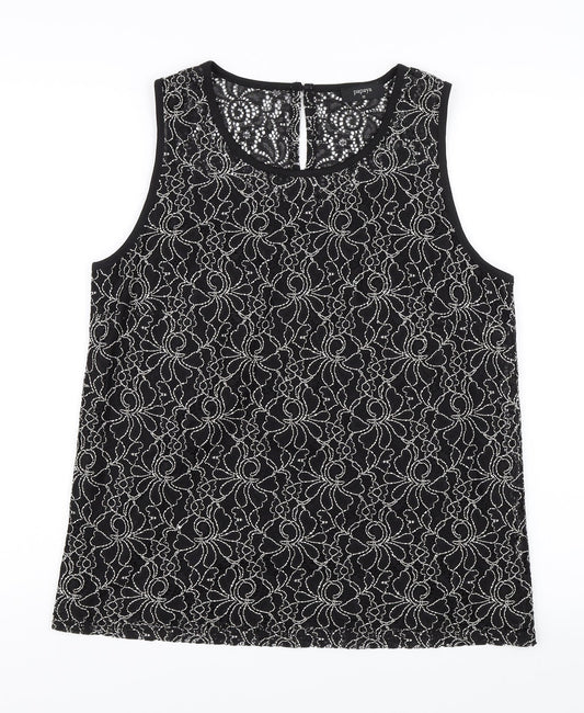 Papaya Womens Black Floral  Basic Blouse Size 12