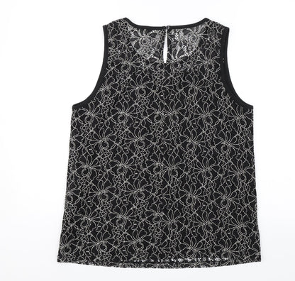 Papaya Womens Black Floral  Basic Blouse Size 12