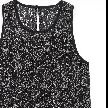 Papaya Womens Black Floral  Basic Blouse Size 12