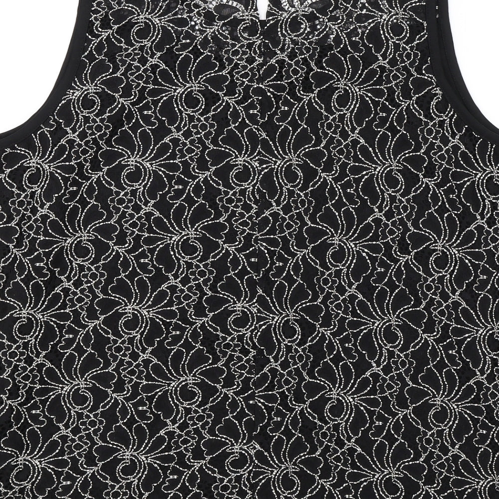 Papaya Womens Black Floral  Basic Blouse Size 12