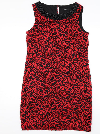 Roman Womens Red Floral  Shift  Size 10