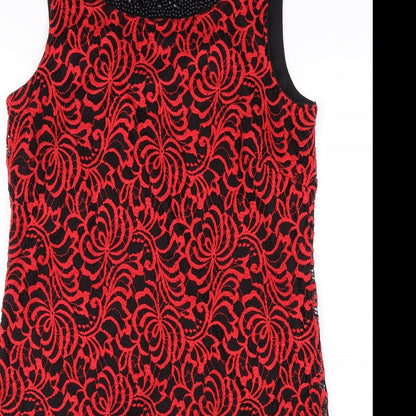 Roman Womens Red Floral  Shift  Size 10