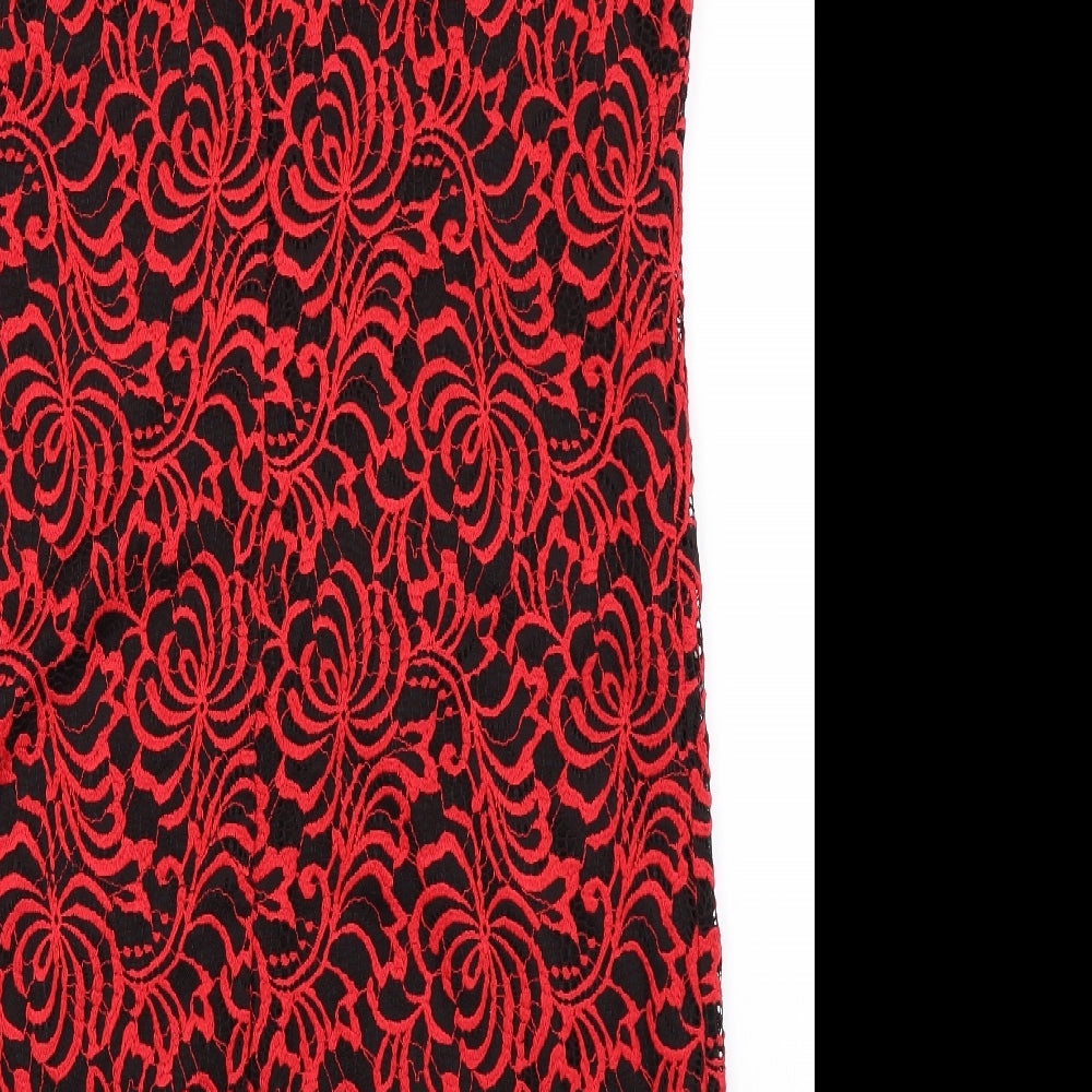 Roman Womens Red Floral  Shift  Size 10
