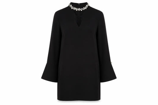 Front view of Papaya women’s black shift, size UK 12