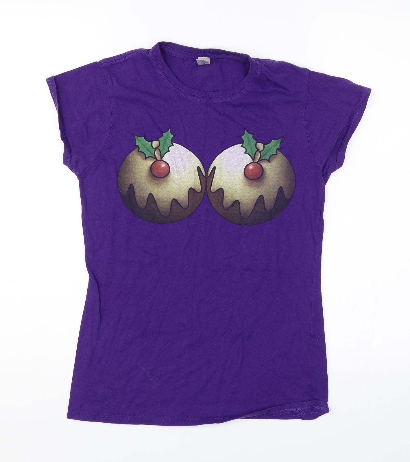 Womens UK Size M Gildan Purple Basic T-Shirt