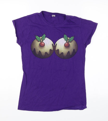 Womens UK Size M Gildan Purple Basic T-Shirt