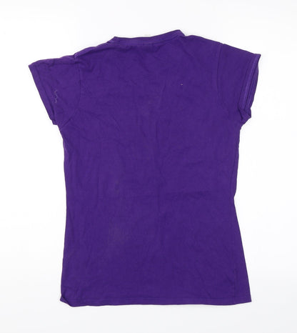 Womens UK Size M Gildan Purple Basic T-Shirt