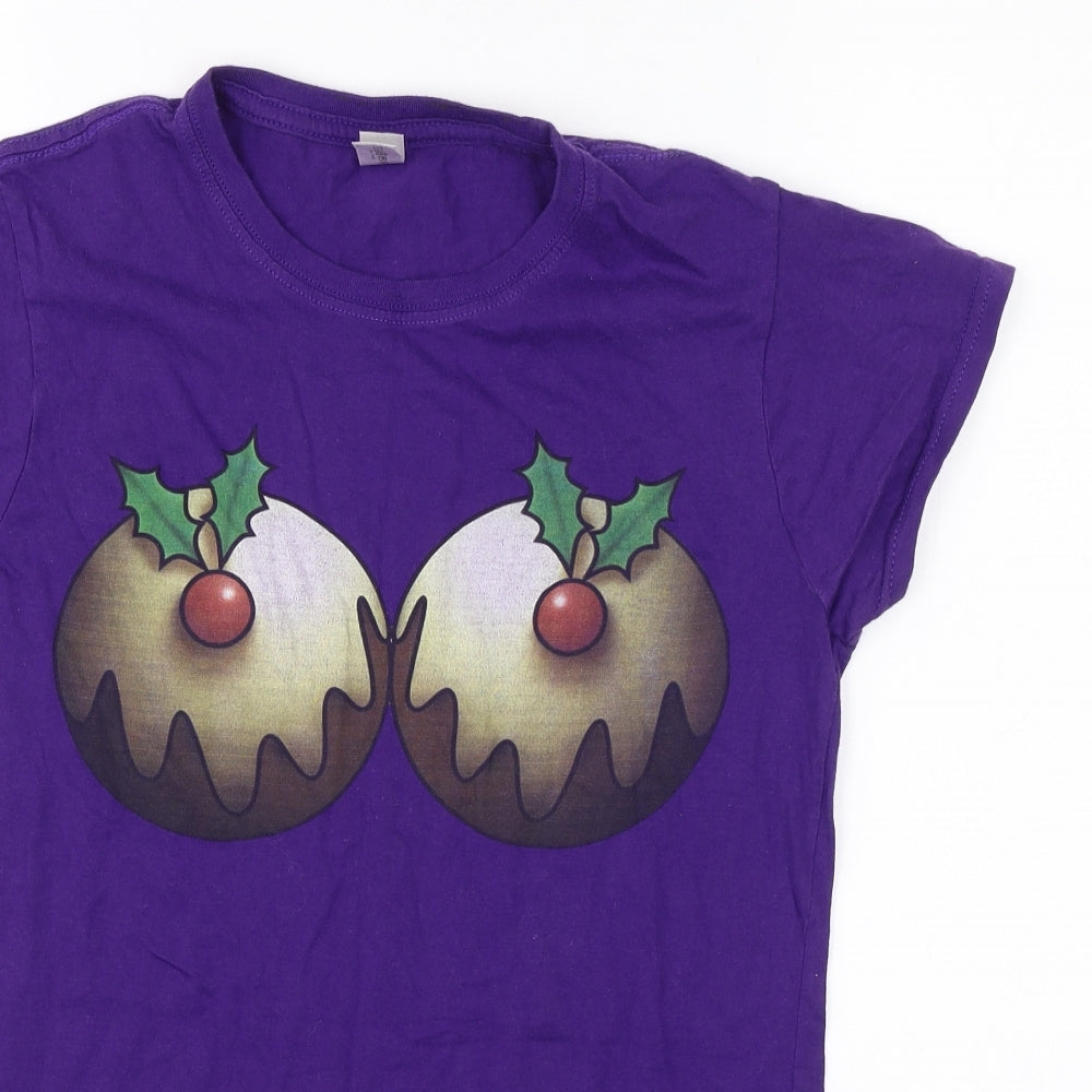 Womens UK Size M Gildan Purple Basic T-Shirt