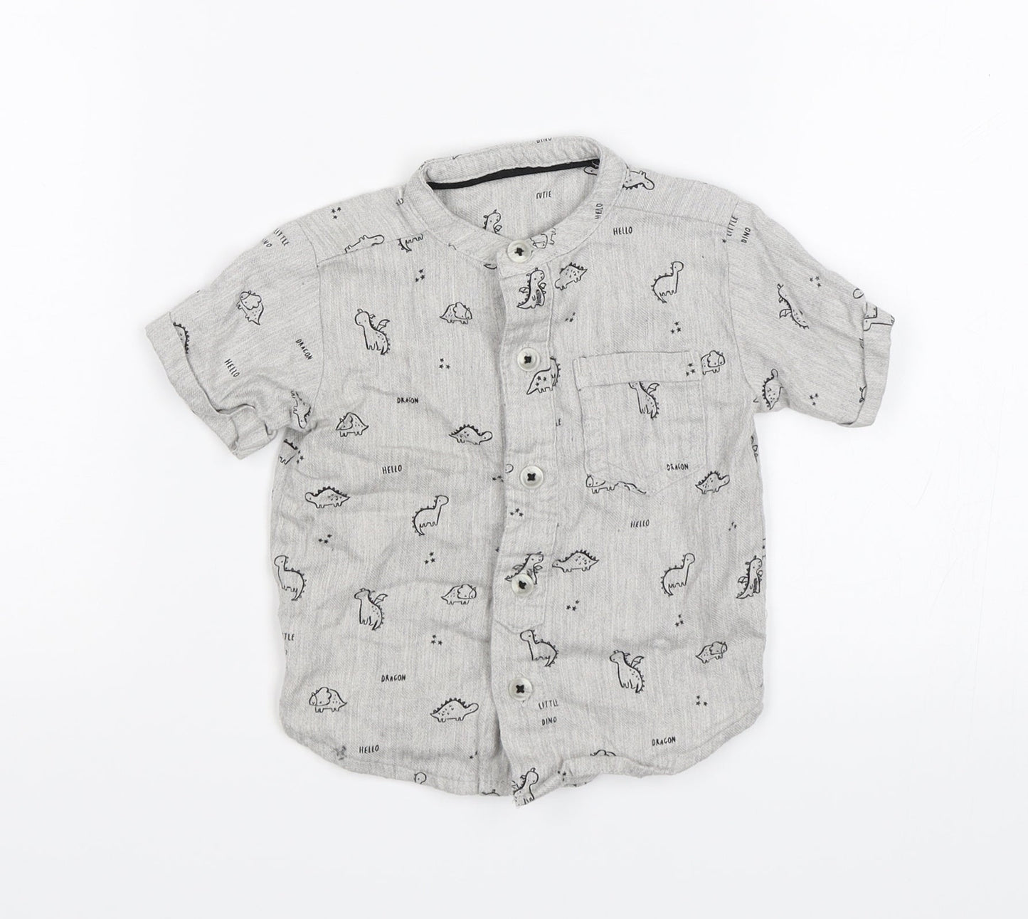 George Baby Grey   Basic Button-Up Size 3-6 Months  - Dinosaurs