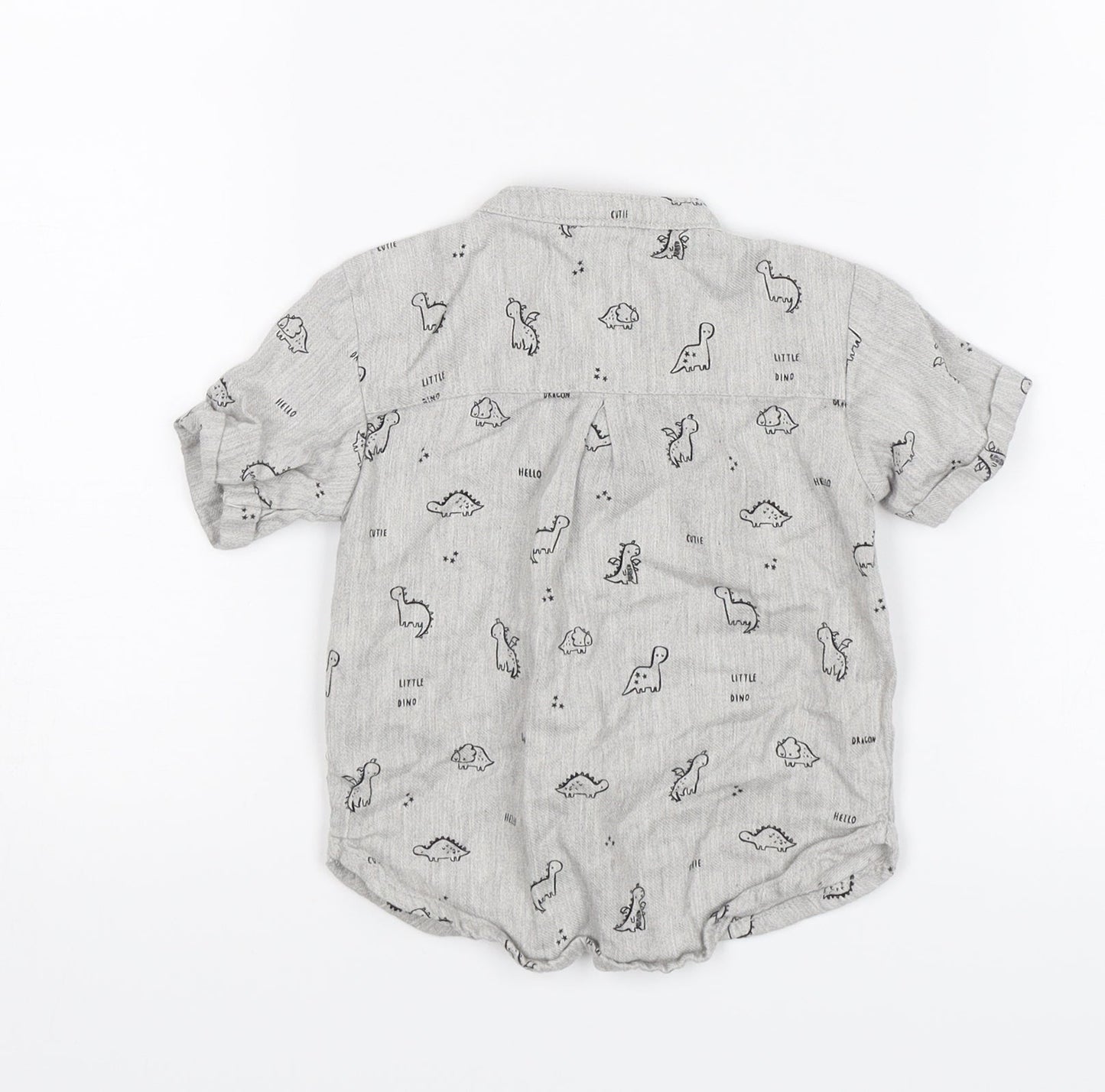 George Baby Grey   Basic Button-Up Size 3-6 Months  - Dinosaurs