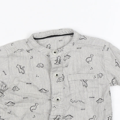 George Baby Grey   Basic Button-Up Size 3-6 Months  - Dinosaurs
