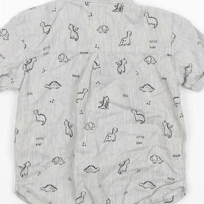 George Baby Grey   Basic Button-Up Size 3-6 Months  - Dinosaurs