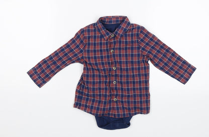 M&S Baby Blue Plaid  Romper One-Piece Size 6-9 Months