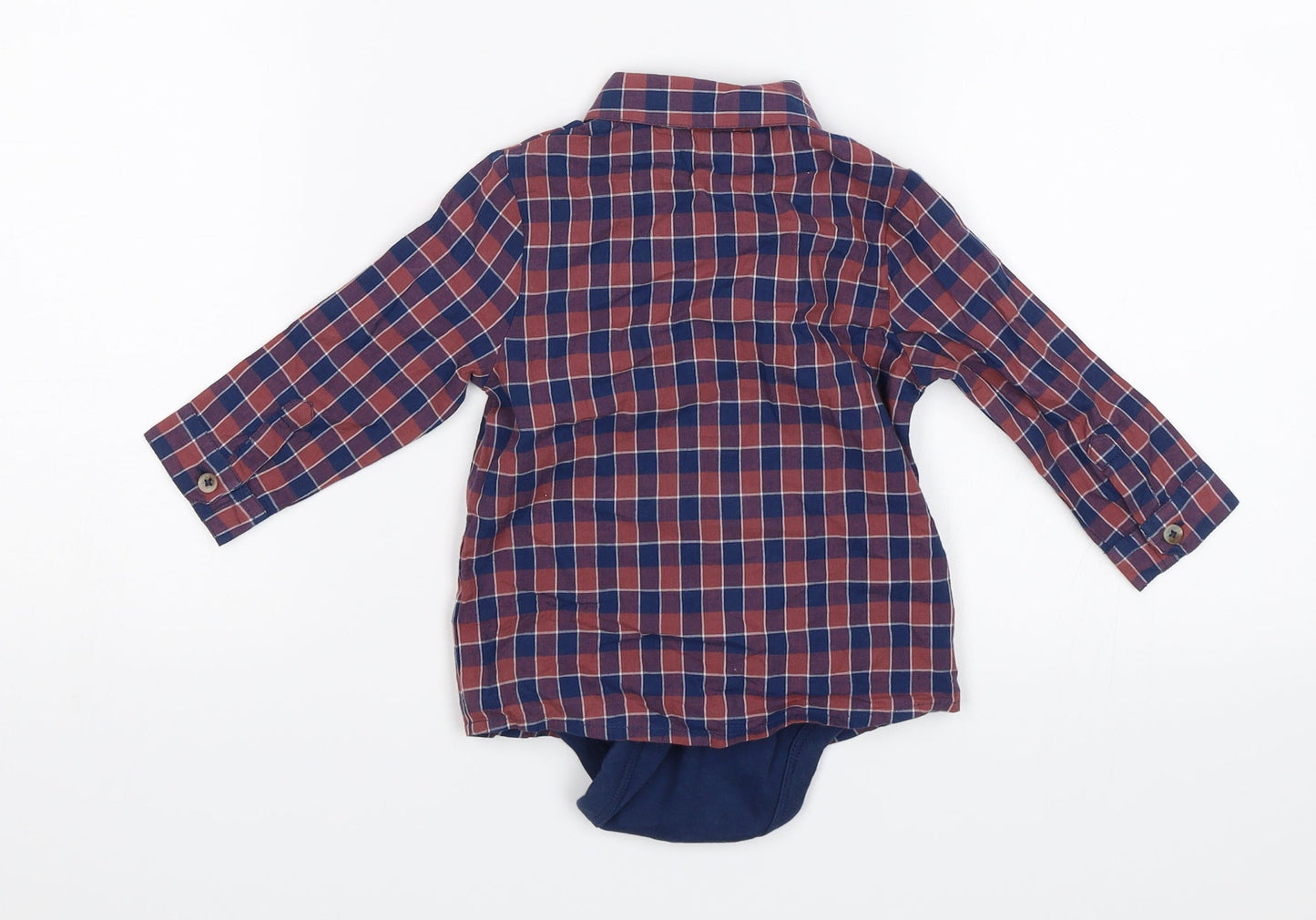 M&S Baby Blue Plaid  Romper One-Piece Size 6-9 Months