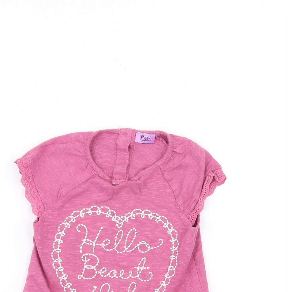F&F Girls Pink   Basic T-Shirt Size 2-3 Years