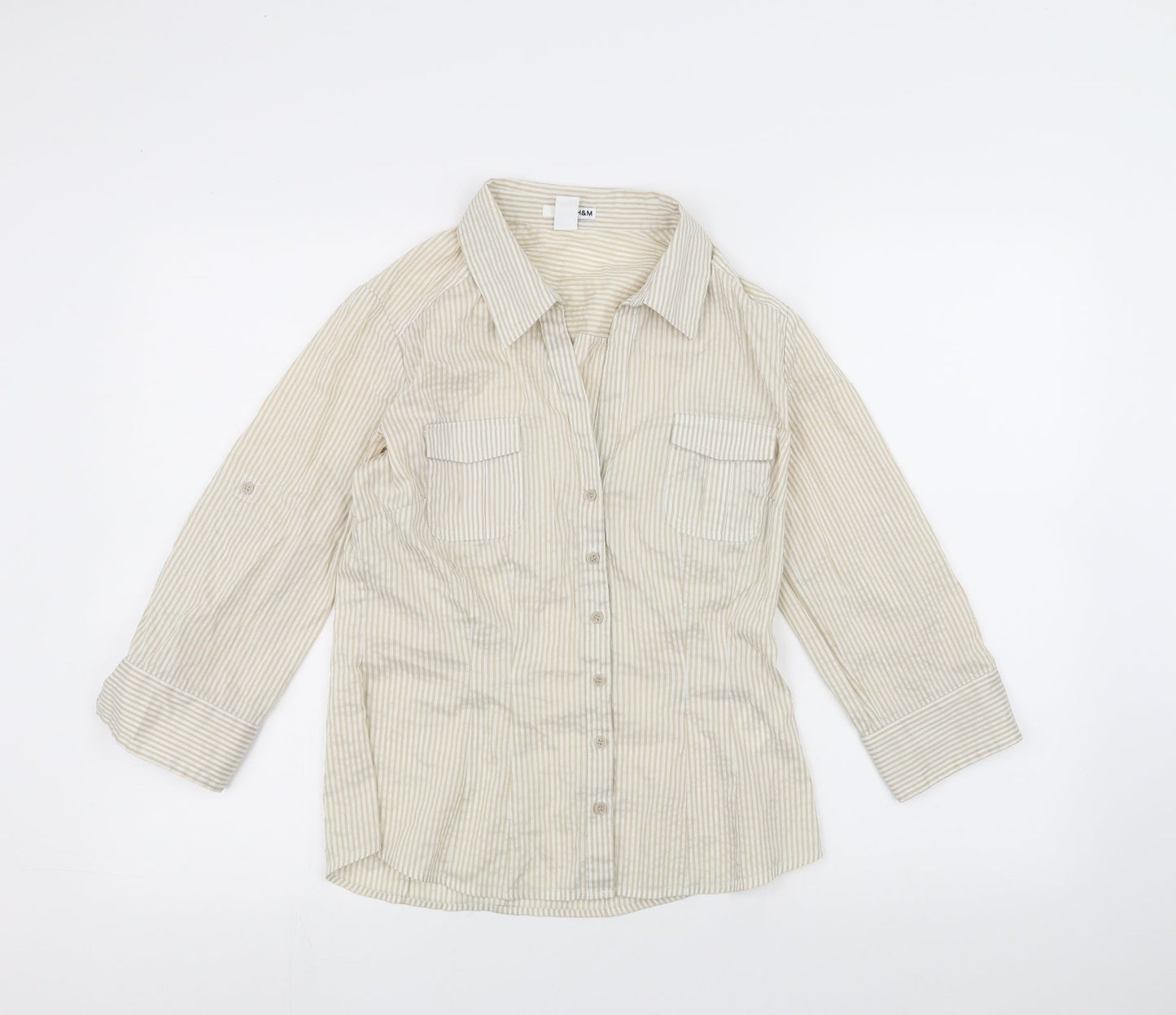 Womens UK Size 8 H&M White Basic Button-Up